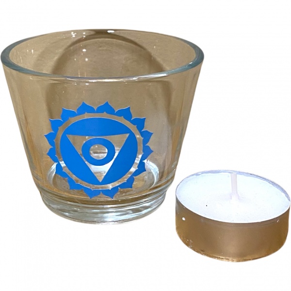 Throat Chakra - Glass Votive Candle Holder