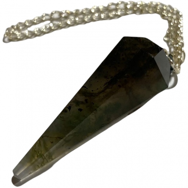 Moss Agate - Faceted Crystal Pendulum