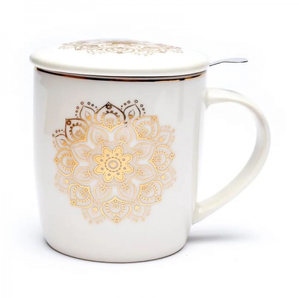 White & Gold Mandala - Infuser Mug