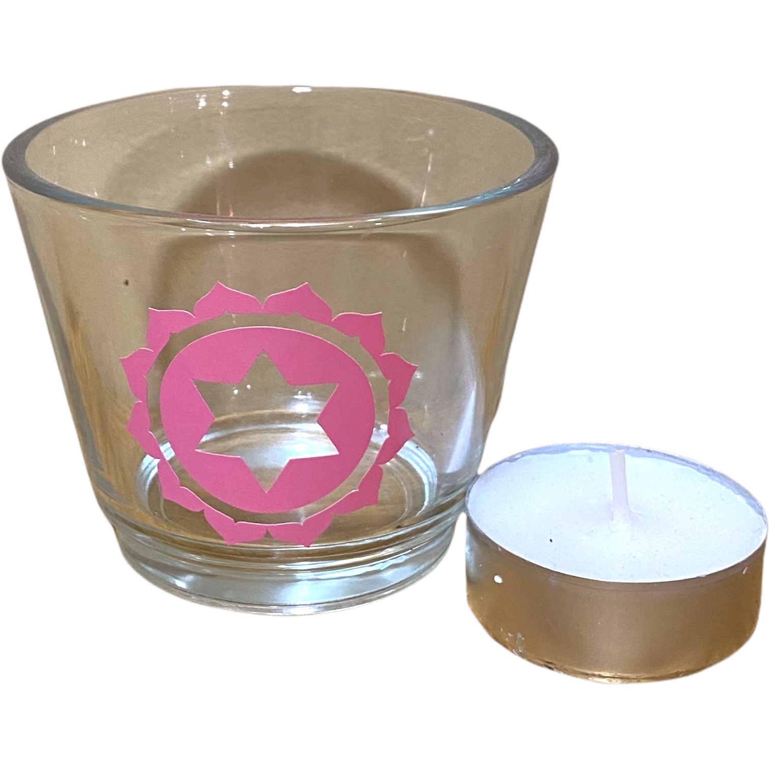 Higher Heart Chakra - Glass Votive Candle Holder